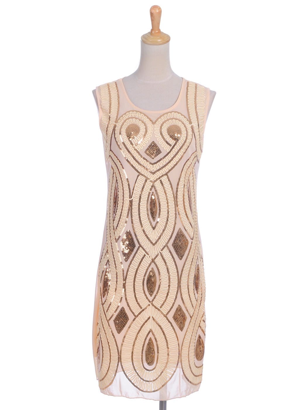 Sequined Ribbon-Detail Sleeveless Dress