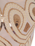 Sequined Ribbon-Detail Sleeveless Dress