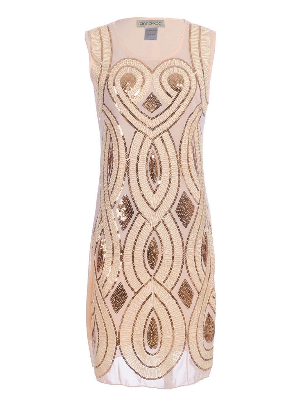 Sequined Ribbon-Detail Sleeveless Dress