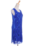 Sequined Ribbon-Detail Sleeveless Dress