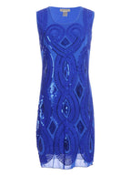 Sequined Ribbon-Detail Sleeveless Dress