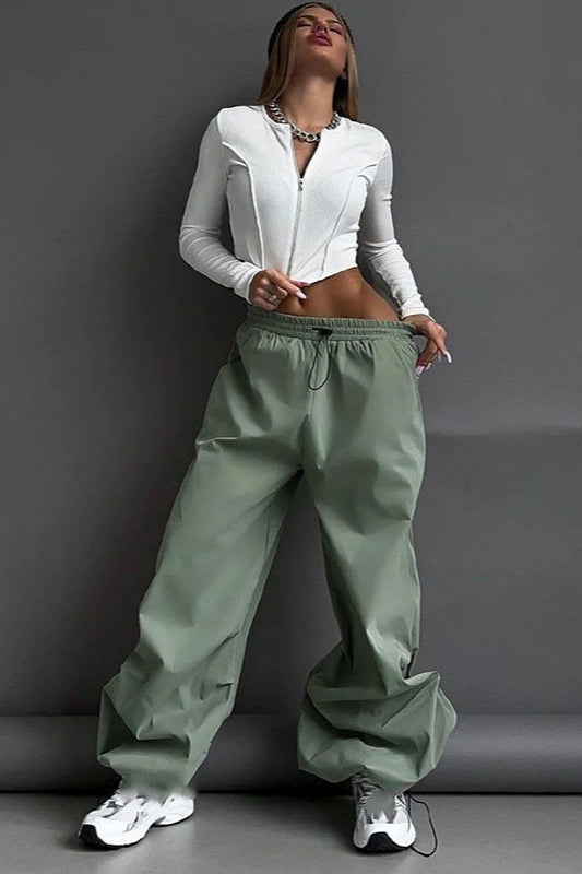 Relaxed-Fit Cargo Pants with Drawstring Detail