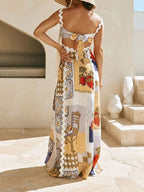 Printed Spaghetti-Strap Maxi Dress