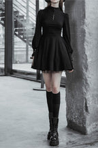 A-Line Gothic Dress with Pleat Details