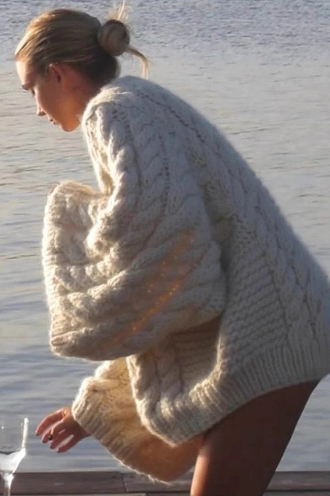 Knit Relaxed-Fit Retro Sweater