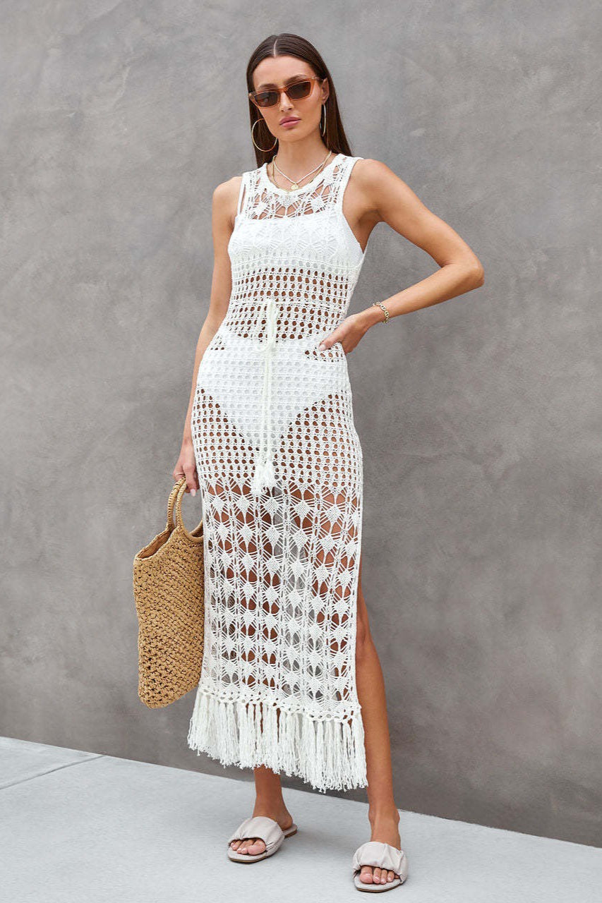 Knit Fringed Cutout Cover-Up