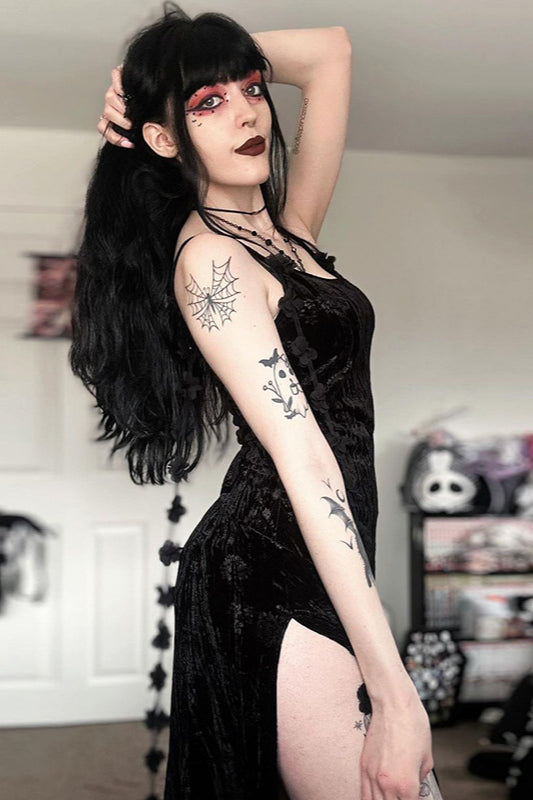 Floral Velvet Strappy Dress