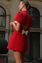 Petal-Sleeve Mini Dress