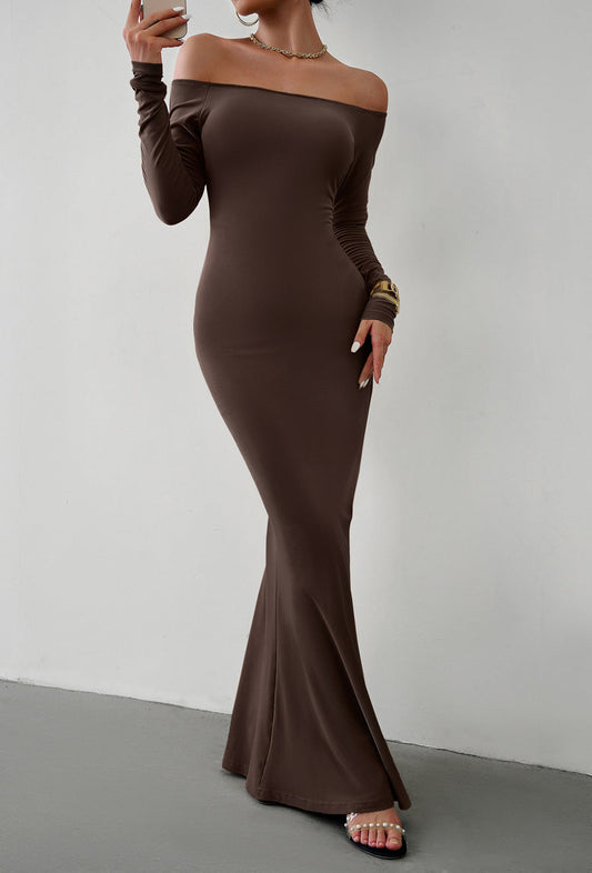 Long Sleeve Off-Shoulder Maxi Dress
