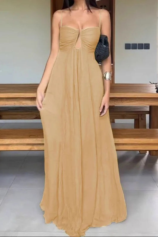 Spaghetti-Strap Maxi Dress with Cutout Details