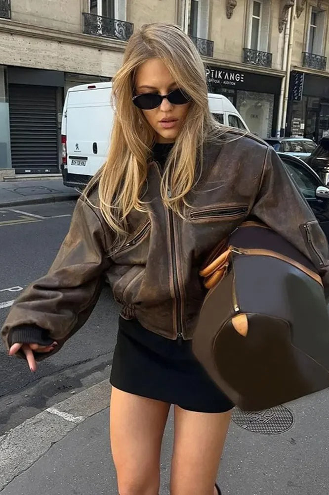 Relaxed-Fit Long-Sleeve Jacket with Zip Details
