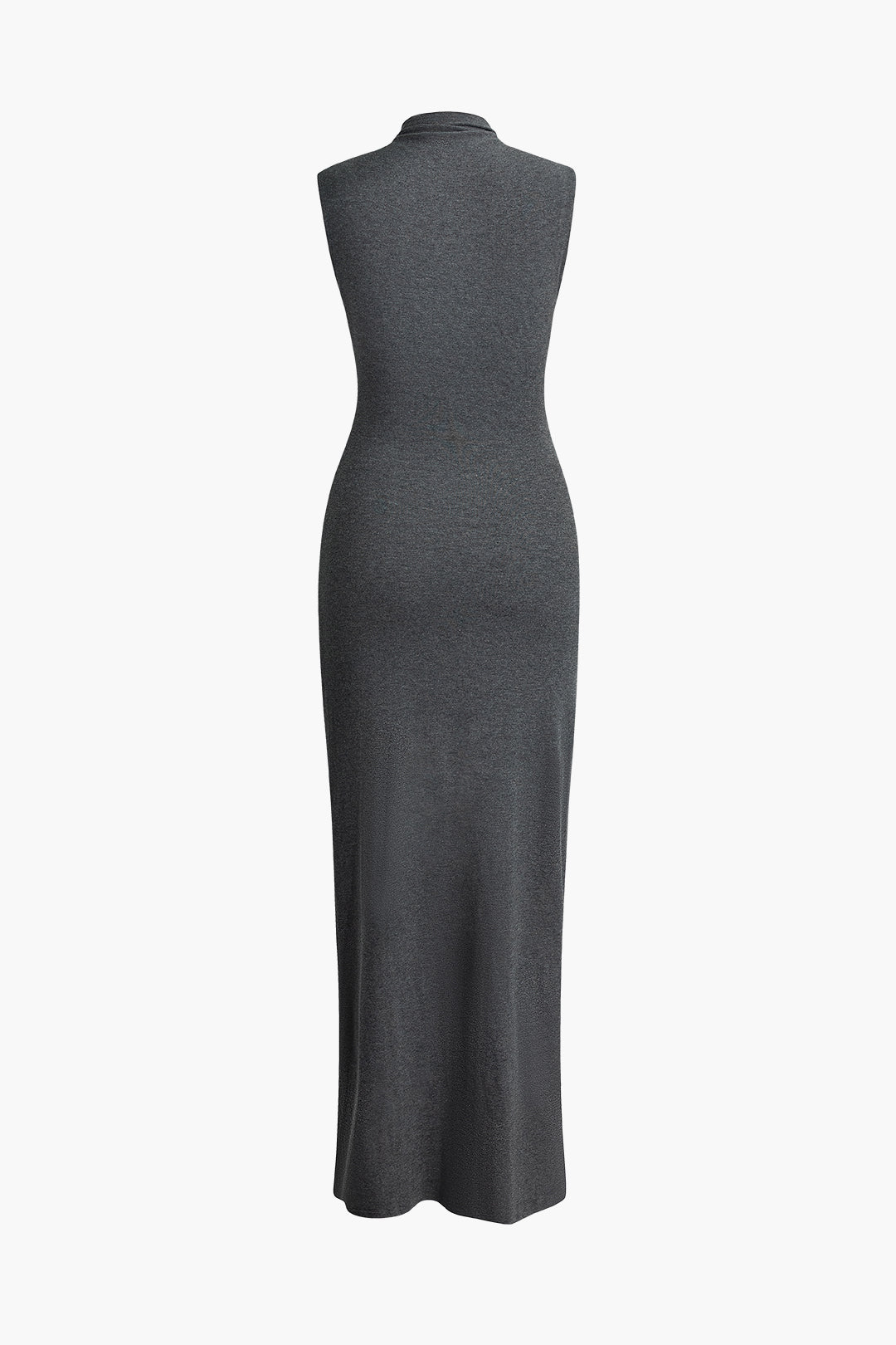 High-Neck Wrap-Style Sleeveless Maxi Dress with a Split Detail