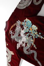 Satin Bomber Jacket with Dragon Embroidery