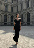 Dress with Feather Details