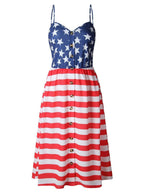 Flag-Graphic Dress with Button Details