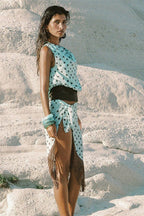 Polka-Dot One-Shoulder Two-Piece Set