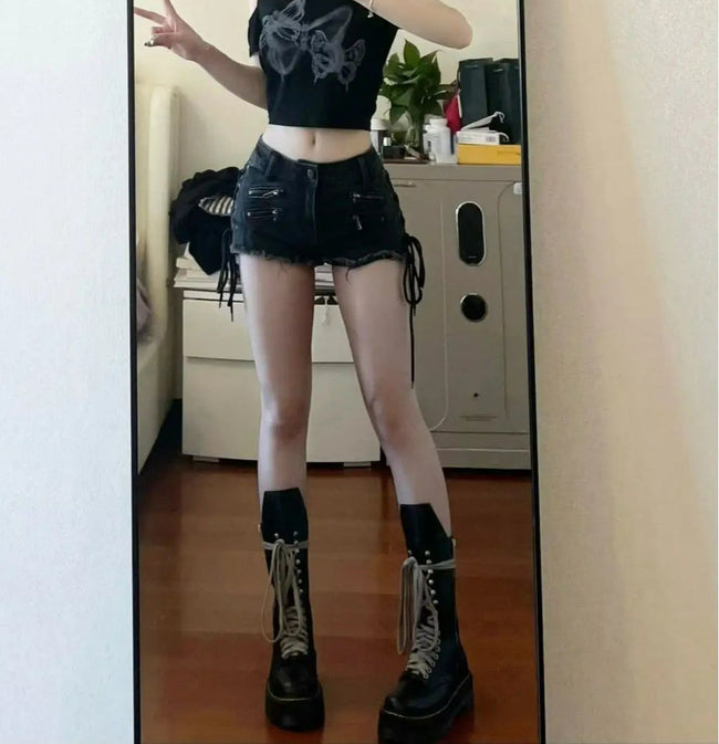 Dark Unfinished Zip Short Black / S Main image