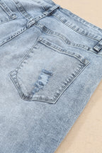 Blue High-Rise Fitted Light-Wash Jeans
