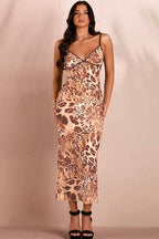 Printed Bodycon Strappy Maxi Dress