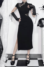 High-Rise Gothic Dress with a Roll Neck