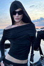 V-Neck Hooded Hoodie