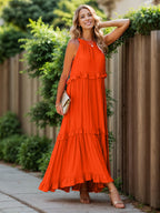 Tiered High-Low Maxi Dress with Ruffle Details