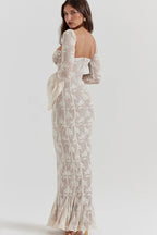 Long-Sleeve Maxi Dress with a Square Neck