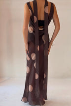 Polka-Dot Bodycon Sleeveless Maxi Dress