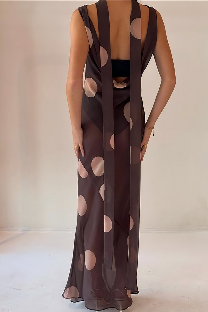 Polka-Dot Bodycon Sleeveless Maxi Dress
