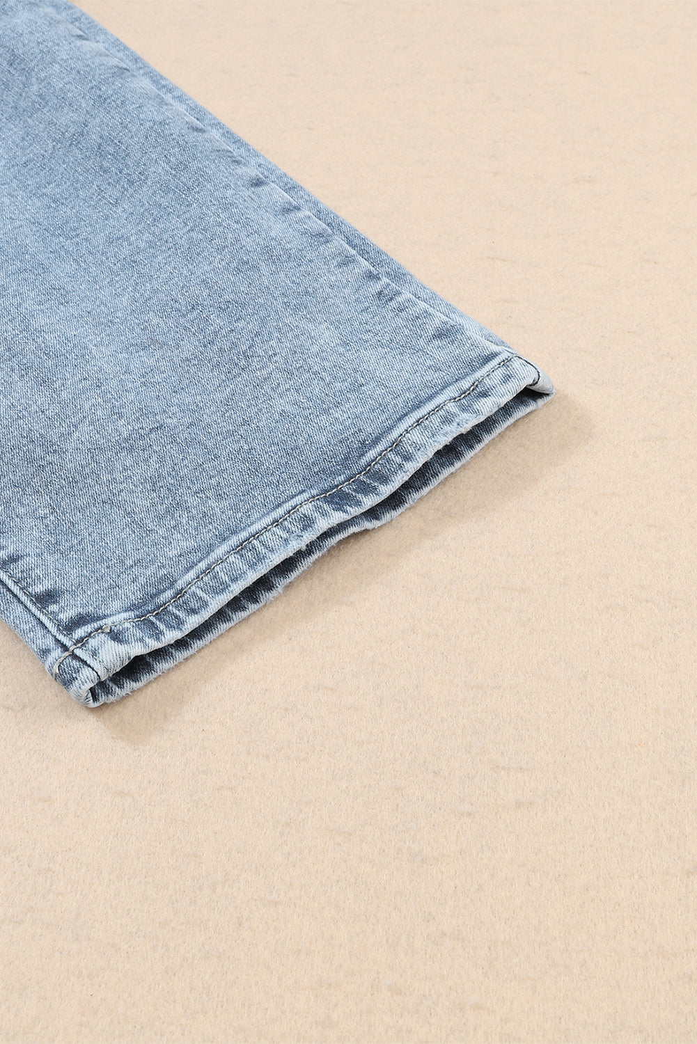 Blue High-Rise Fitted Light-Wash Jeans