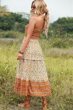 Strapless Midi Dress with Ruffle Details