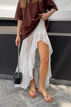 Lace Ruffled Sheer Skirt