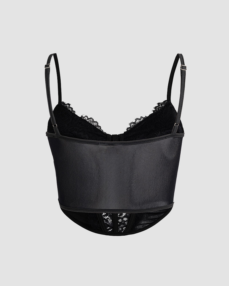 Cropped Corset Top with Lace Details