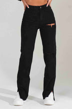 High-Rise Flared Distressed Jeans