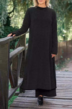 Knit Relaxed-Fit Midi Dress with Lace Details