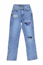 High-Rise Flared Distressed Jeans