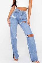 High-Rise Flared Distressed Jeans
