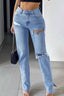 High-Rise Flared Distressed Jeans