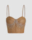 Strappy Cropped Cami Top with Rhinestone Accents