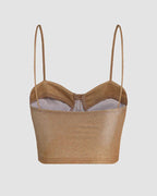 Strappy Cropped Cami Top with Rhinestone Accents
