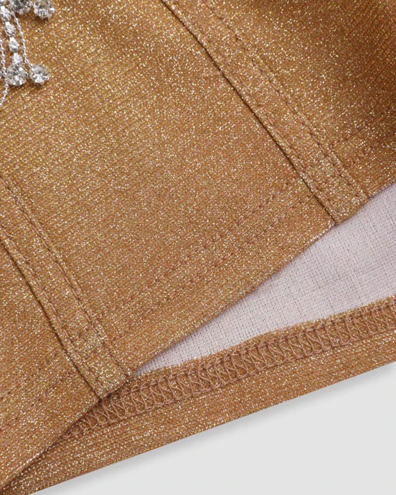 Strappy Cropped Cami Top with Rhinestone Accents