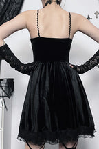 Tie-Waist Gothic Velvet Dress