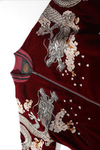 Satin Bomber Jacket with Dragon Embroidery