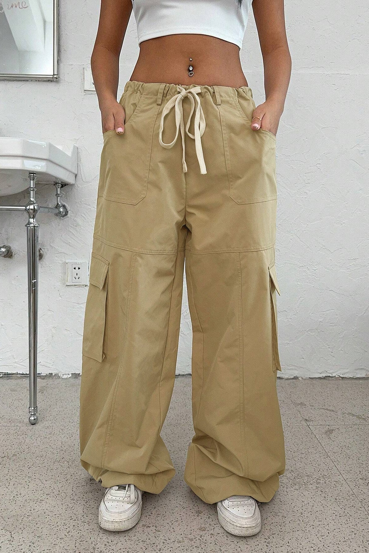 Elastic-Waist Cargo Pants