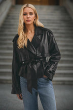 Leather Cropped Streetwear Coat