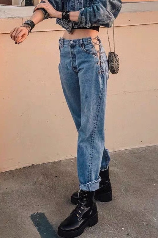 High-Rise Fitted Jeans