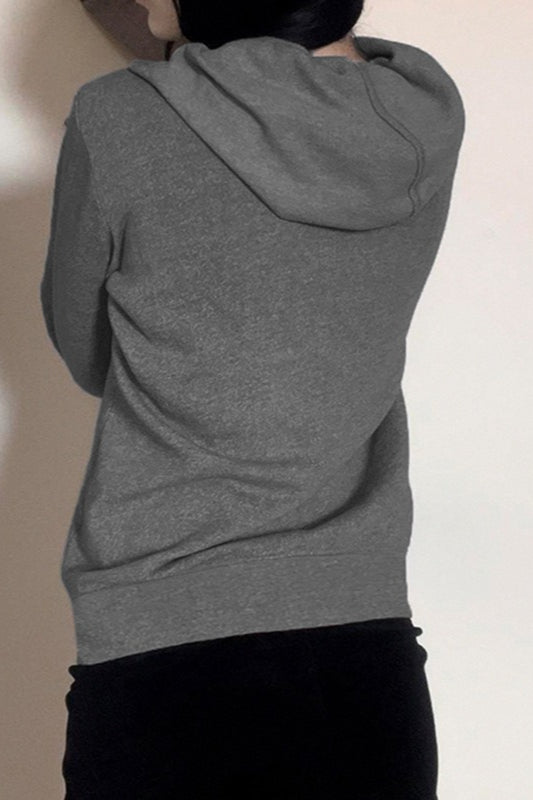 Skeleton-Print Zip-Detail Streetwear Hoodie