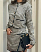 Black Printed Crewneck Pocket-Detail Two-Piece Set