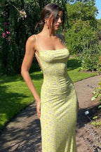 Floral Maxi Dress with an Open Back
