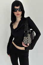 V-Neck Hooded Hoodie